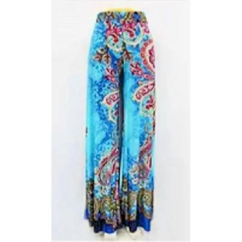 women's high-slung pantsWomen's Palazzo Pants In Turquoise Print