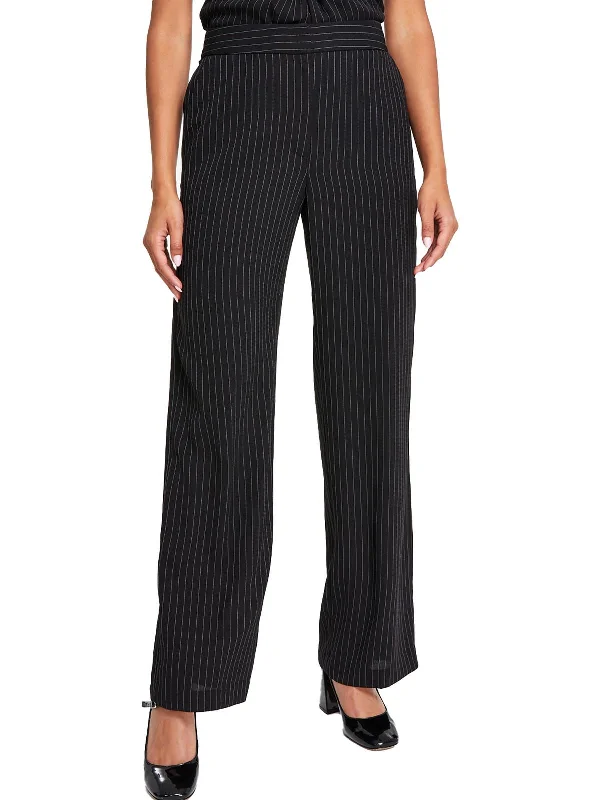 women's spandex pantsWomens Pinstripe Knit Wide Leg Pants