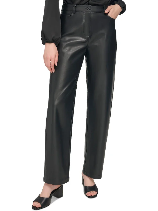 women's spring pantsWomens Slimming Faux Leather Trouser Pants