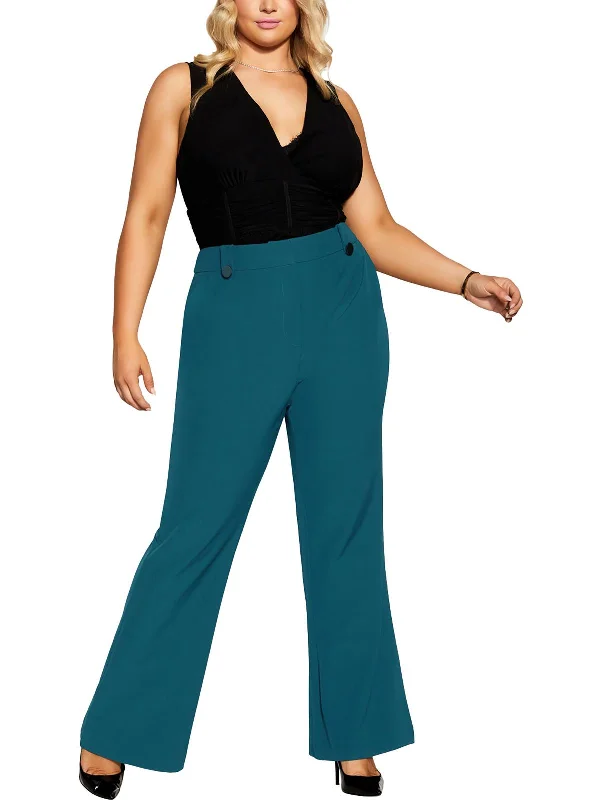 women's cashmere pantsWomens Solid Polyester Wide Leg Pants