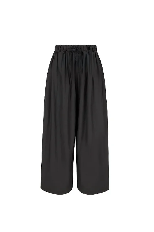 women's cotton pantsWomen's Wide Leg Cotton Pants In Black