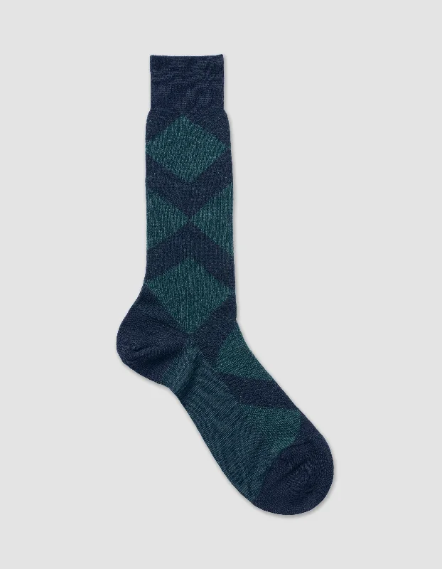 women's plus-size dressesARGYLE WOOL MID CALF SOCK - NAVY