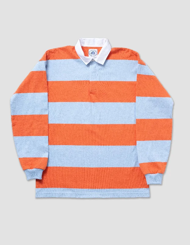 women's evening dressesCLASSIC STRIPE RUGBY SHIRT - LIGHT BLUE/ORANGE