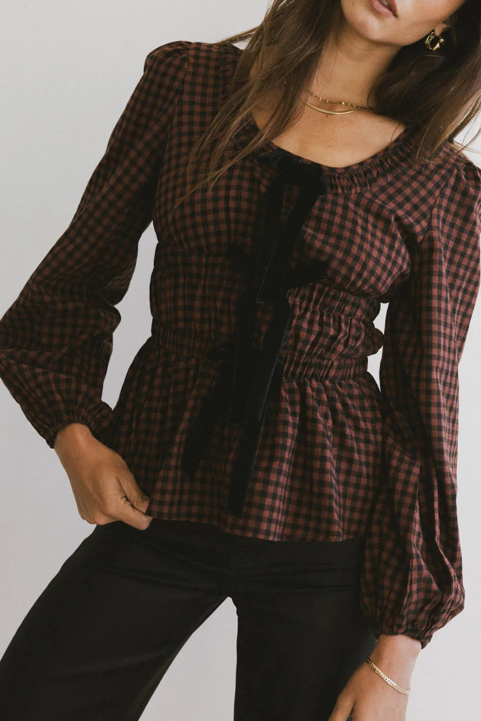 women's flutter-sleeved dressesElla Tie Peplum Blouse