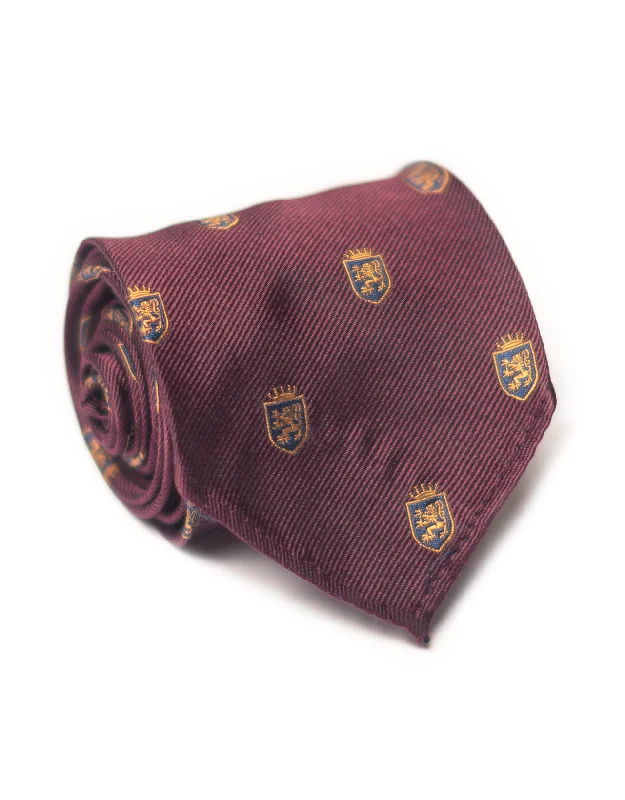 women's minimalist dressesEMBLEMATIC CREST UNLINED TIE  - BURGUNDY