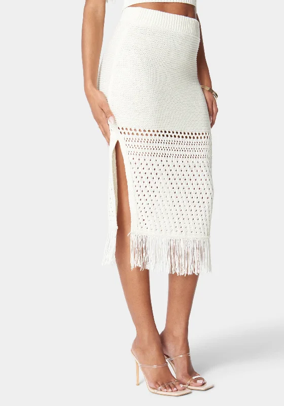 women's neon dressesFringe Detail Slit Front Sweater Skirt