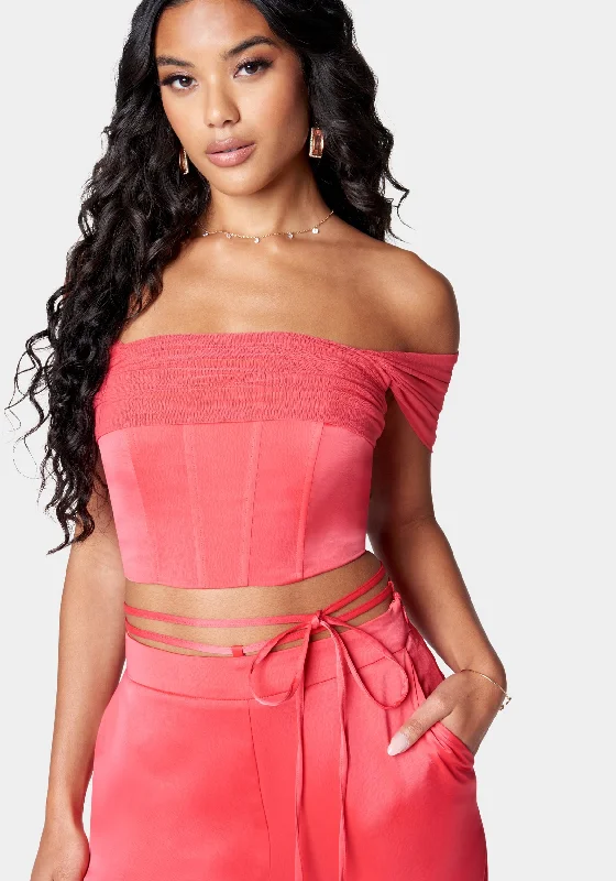 women's empire waist dressesOff Shoulder Draped Corset Top