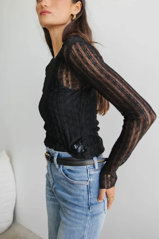 women's smart casual dressesRachel Lace Top in Black