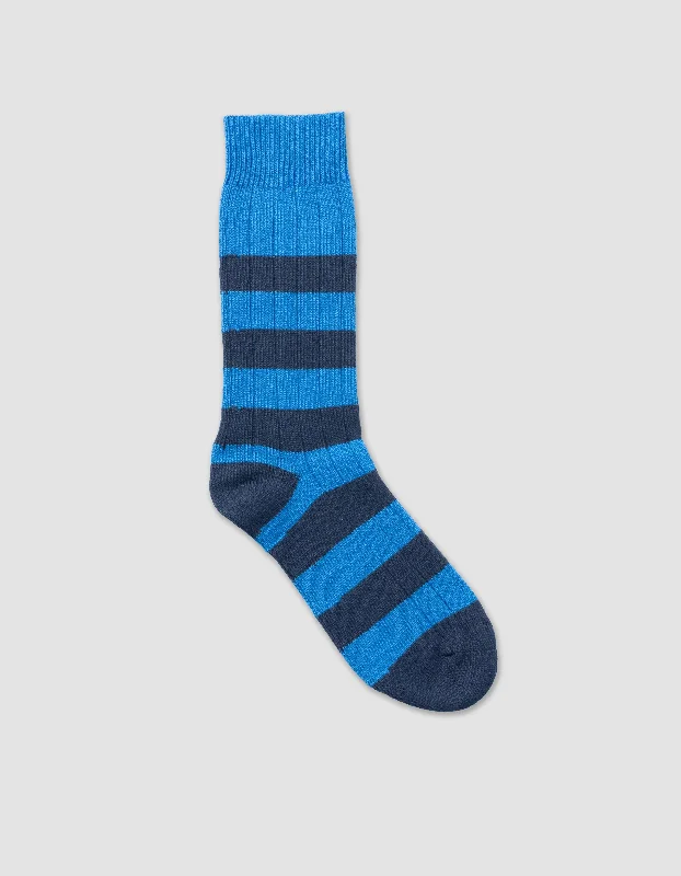 women's lace dressesRUGBY STRIPE ORGANIC COTTON MID CALF SOCK -  BLUE