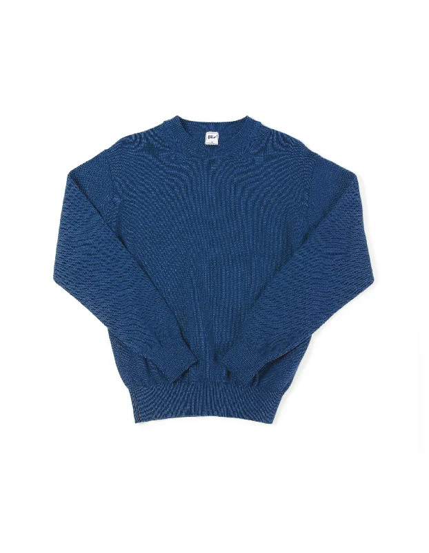 women's evening dressesSOLID COTTON CREW NECK SWEATER - BLUE