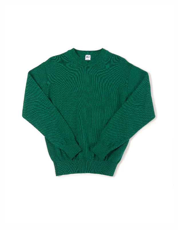 women's easy-to-wear dressesSOLID COTTON CREW NECK SWEATER - GREEN