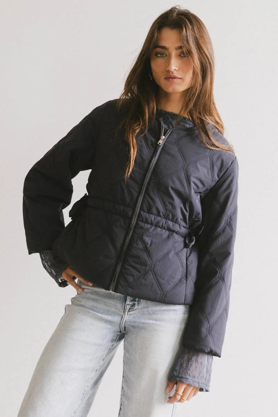 women's stylish dressesZola Quilted Jacket in Navy