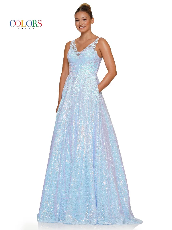 women's cinched-waist dressesColors 3246 Long Sleeveless Sequin Prom Ball Gown