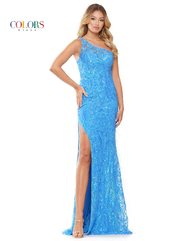 women's luxury dressesColors 3261 Long Fitted One Shoulder Prom Dress