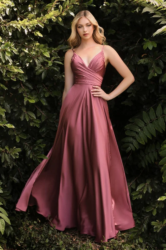 women's stretch dressesCinderella Divine CD7485 Slit Long Prom Dress Mauve Rose