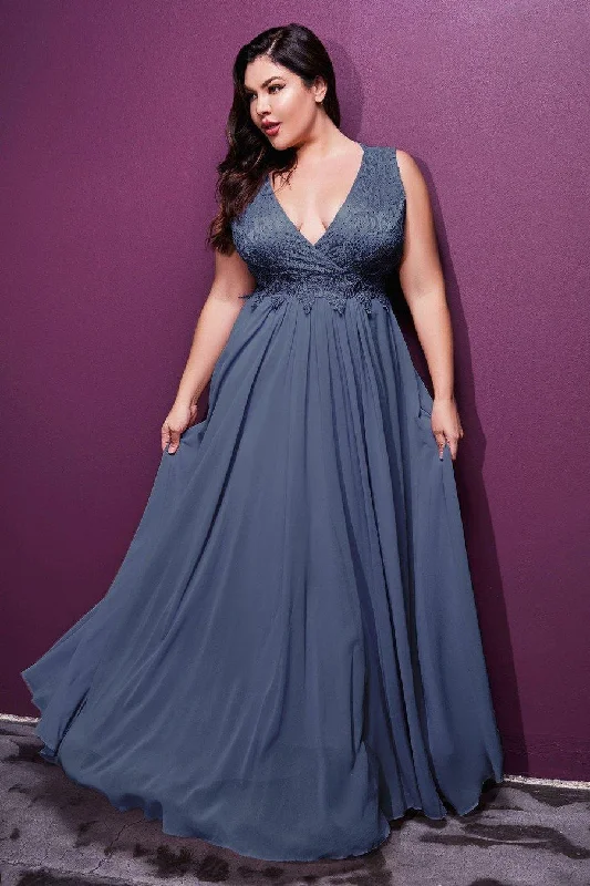 women's fair-trade dressesSmoky Blue 20 Cinderella Divine S7201 Long Plus Size Prom Dress Sale