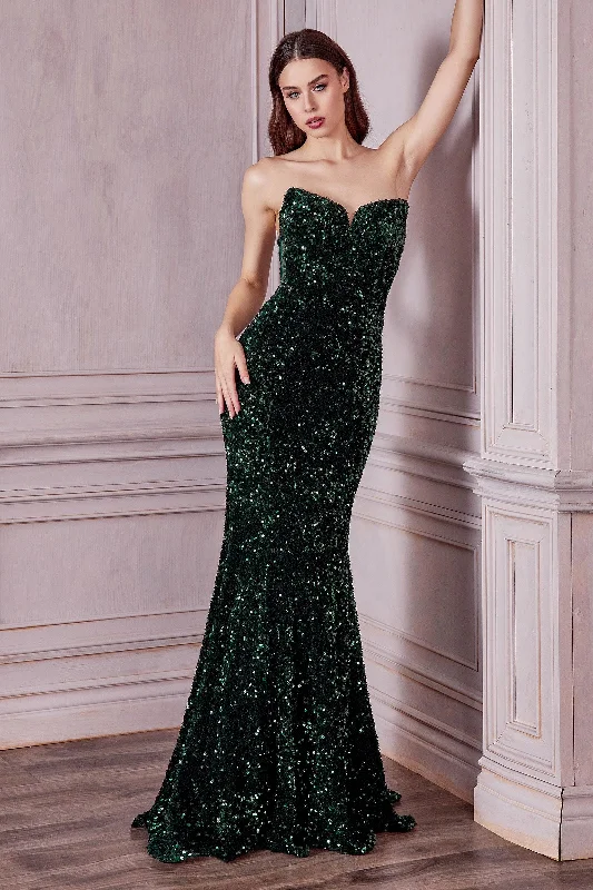 women's travel dressesCinderella Divine CH151 Mermaid Long Sequins Prom Dress Emerald